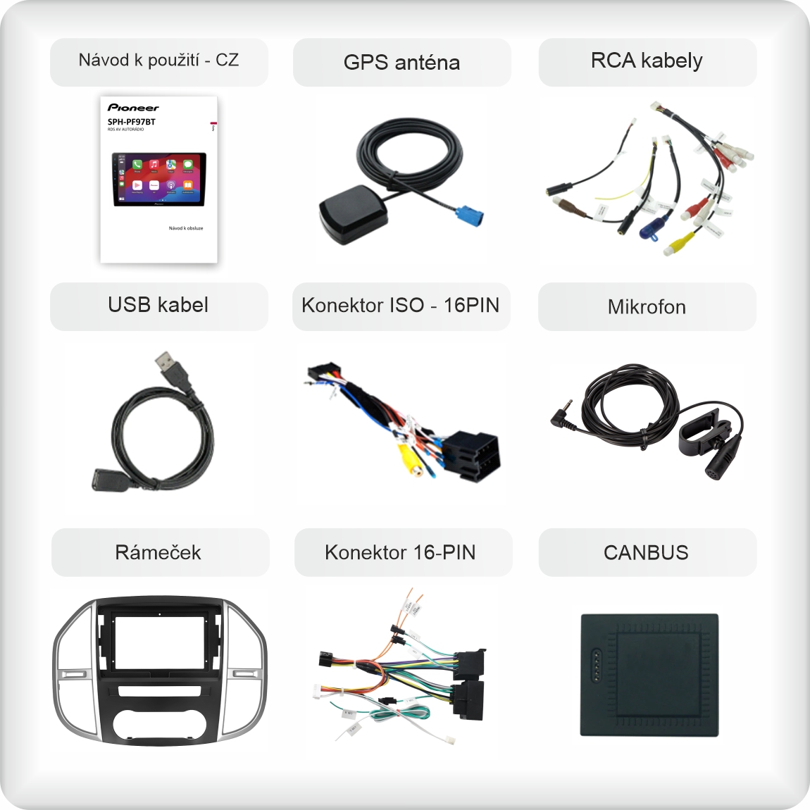 CZ příslušenství pro autorádio Pioneer SPH - PF97BT 1 pro Mercedes Benz Vito 14-21 carplay a android auto evtech_cz